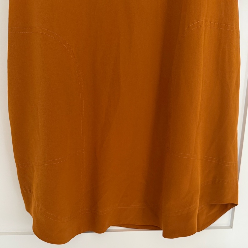 Sonia by Sonia Rykiel burnt orange short sleeve silk dress w/ ruffle collar - Picture 6 of 10